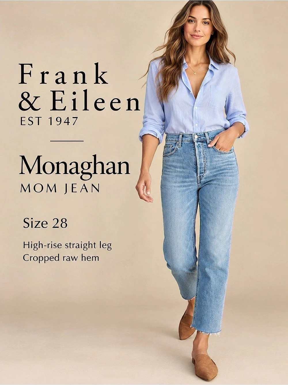 Frank & Eileen Monaghan Mom Jeans High Rise Straight Leg Size 28